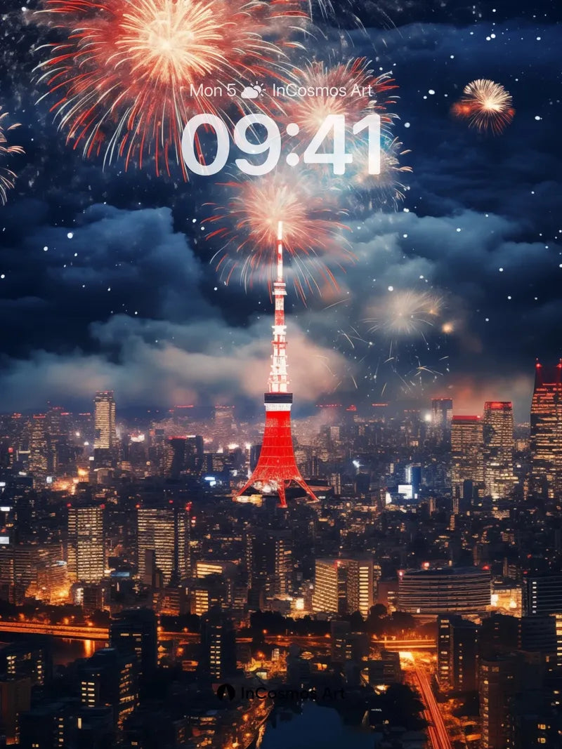Firelight Symphony Wallpaper with Tokyo's Pulse