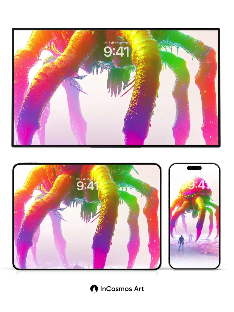 Neon Abyss Wallpaper with Glowing Tentacles