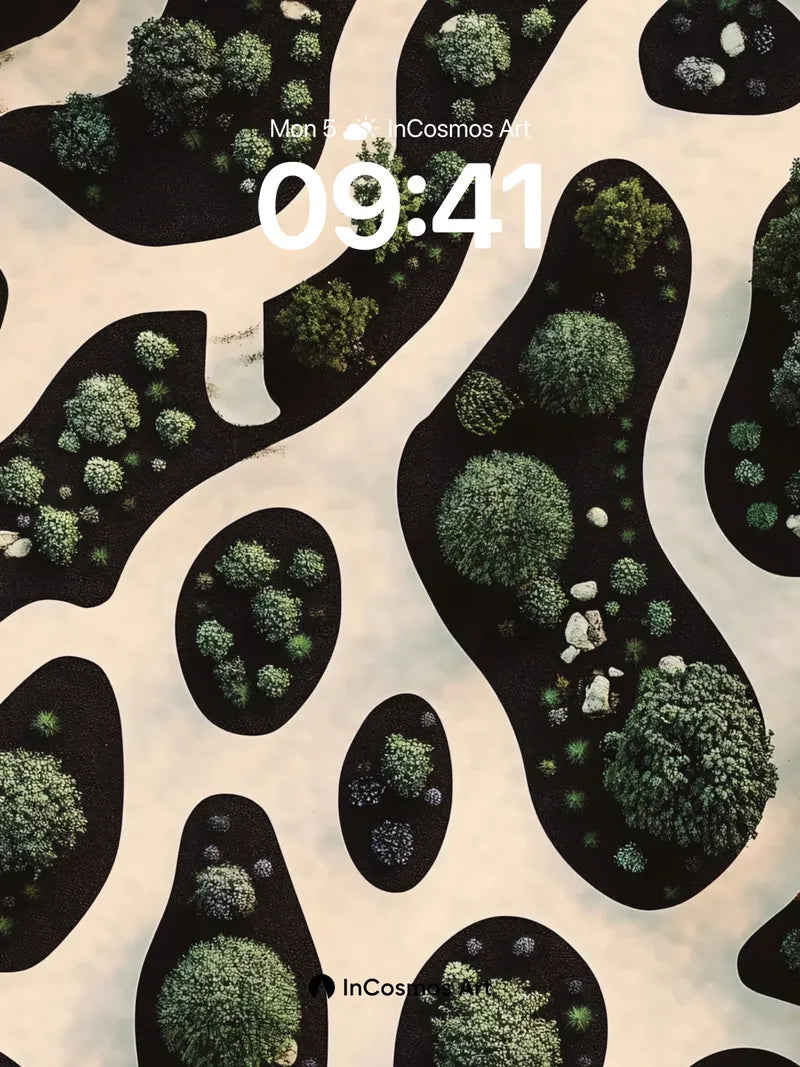 Serene Garden Wallpaper with Floating Islands