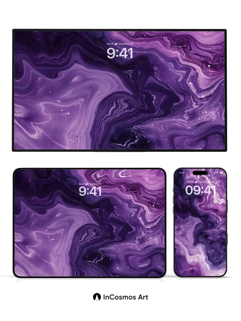 Cosmic Amethyst Wallpaper with Starlit Veins