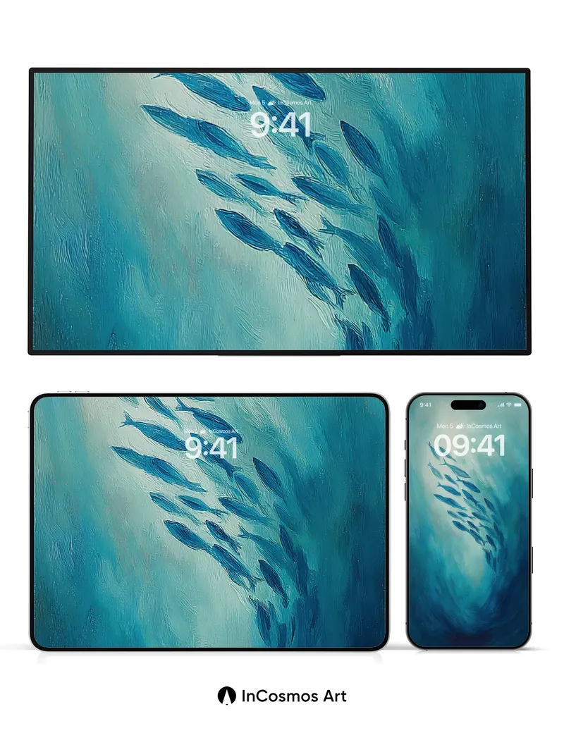 Serenity Swarm Wallpaper with Oceanic Drift