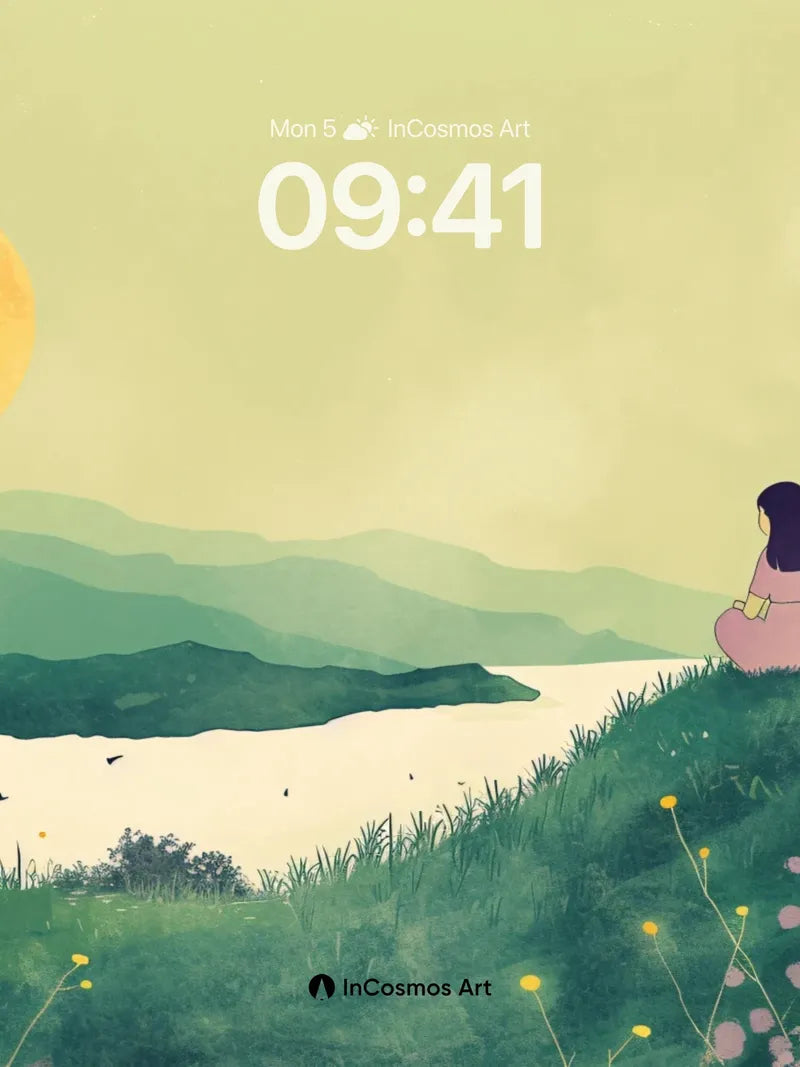 Serene Meadow Wallpaper with Golden Sunlight