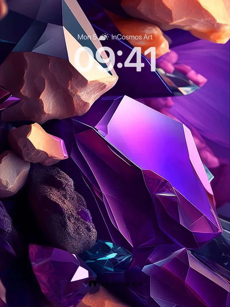 Luminous Abyss Wallpaper with Faceted Crystals