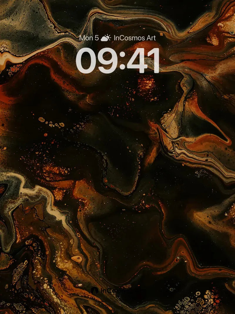 Obsidian Vein Wallpaper with Amber Fire