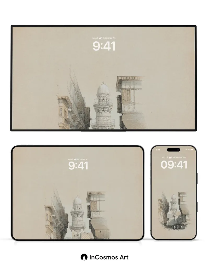 Whispering Minaret Wallpaper with Dust-Soft Light