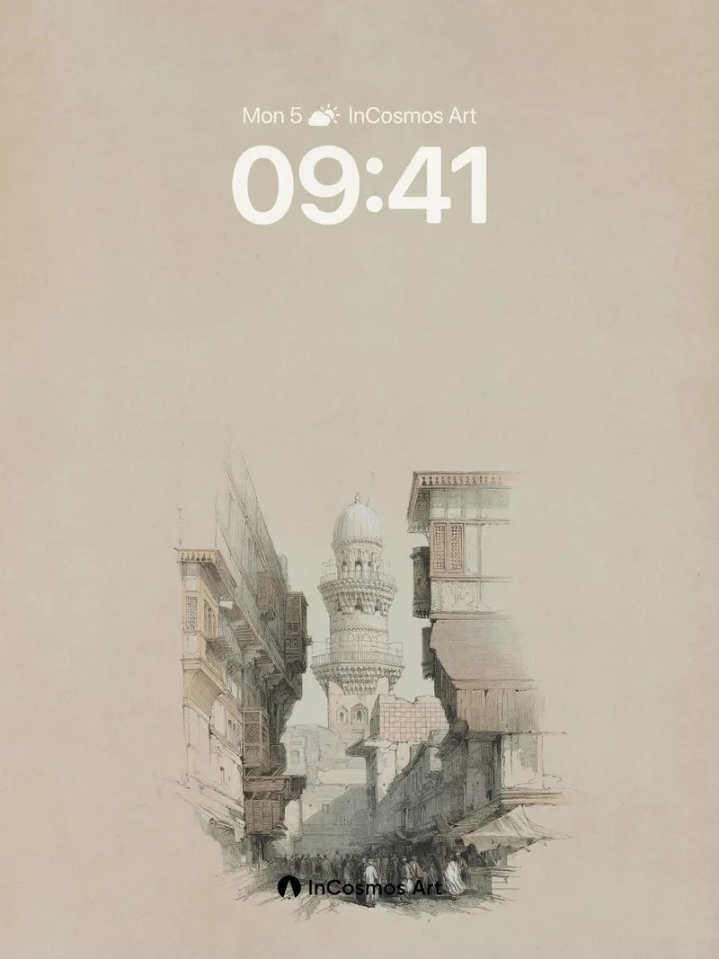 Whispering Minaret Wallpaper with Dust-Soft Light