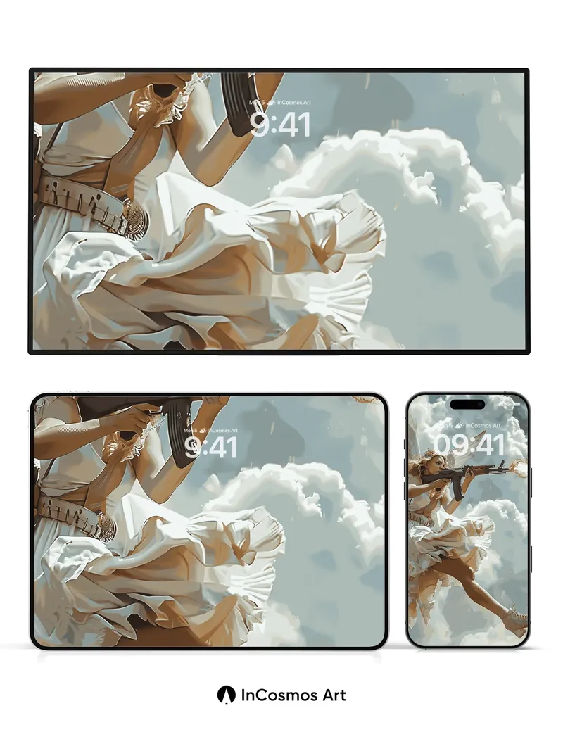 Celestial Fire Wallpaper with Angelic Combat