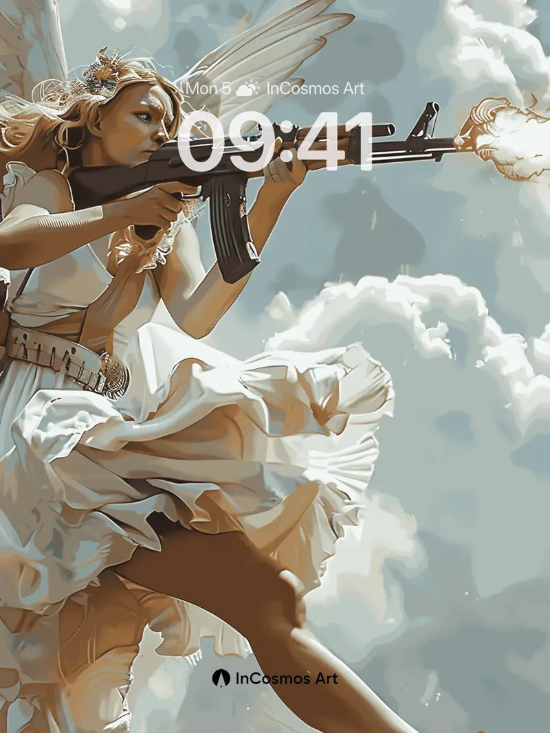 Celestial Fire Wallpaper with Angelic Combat