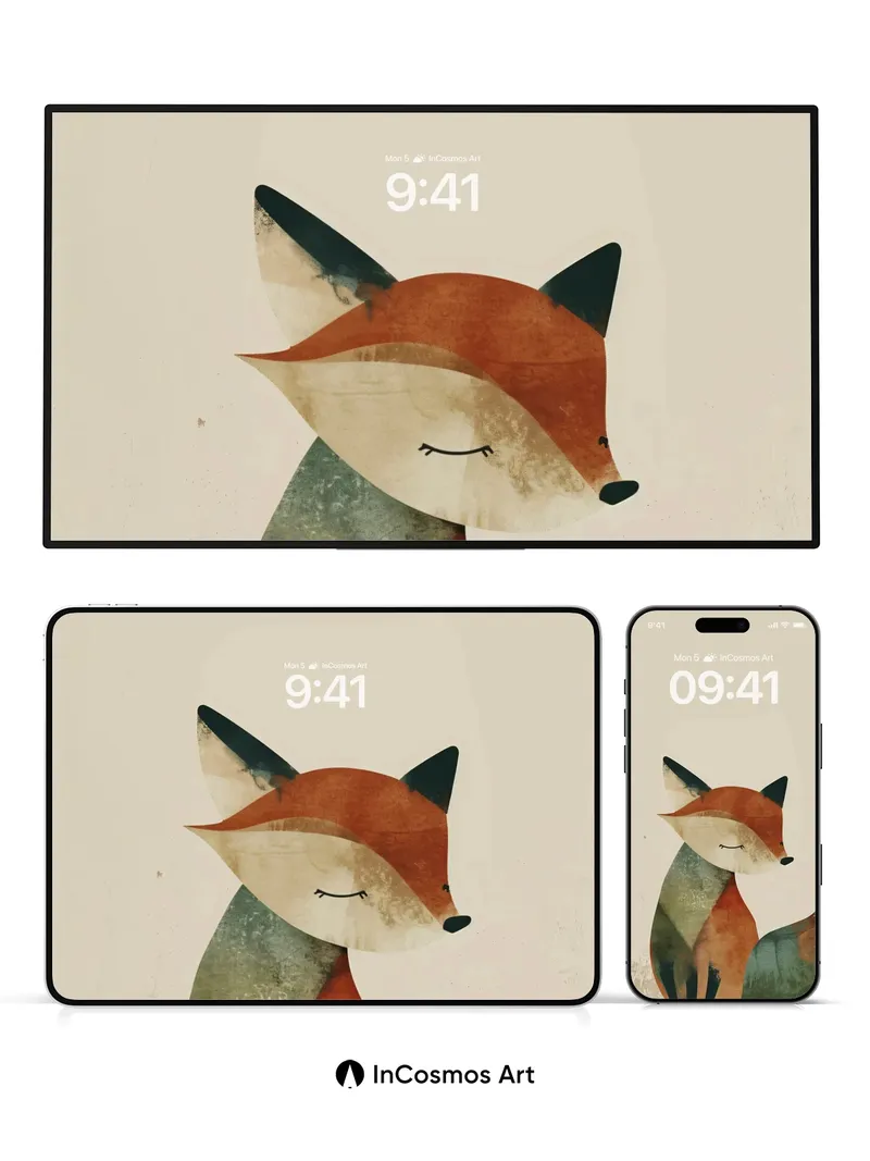 Serenity Fox Wallpaper with Watercolor Hush