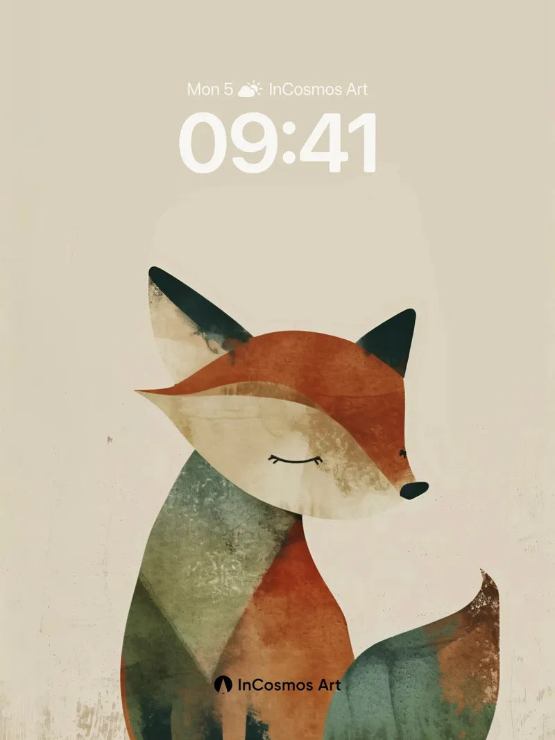 Serenity Fox Wallpaper with Watercolor Hush