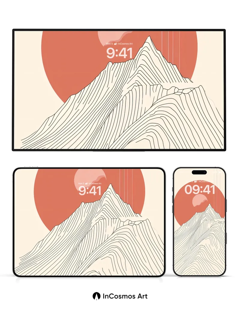 Serenity Ridge Wallpaper with Sunlit Lines