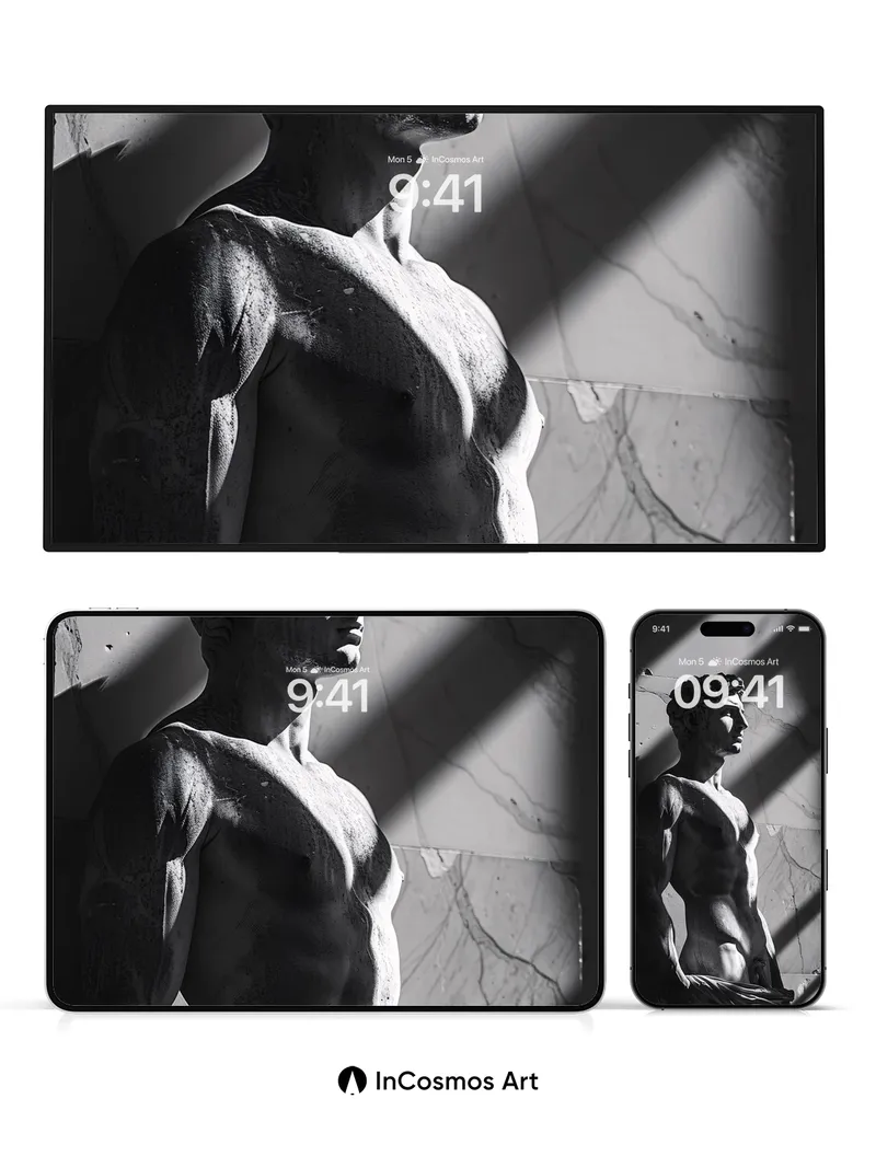 Shadowed Marble Wallpaper with Sunlit Lines