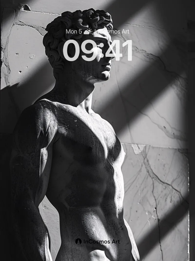 Shadowed Marble Wallpaper with Sunlit Lines