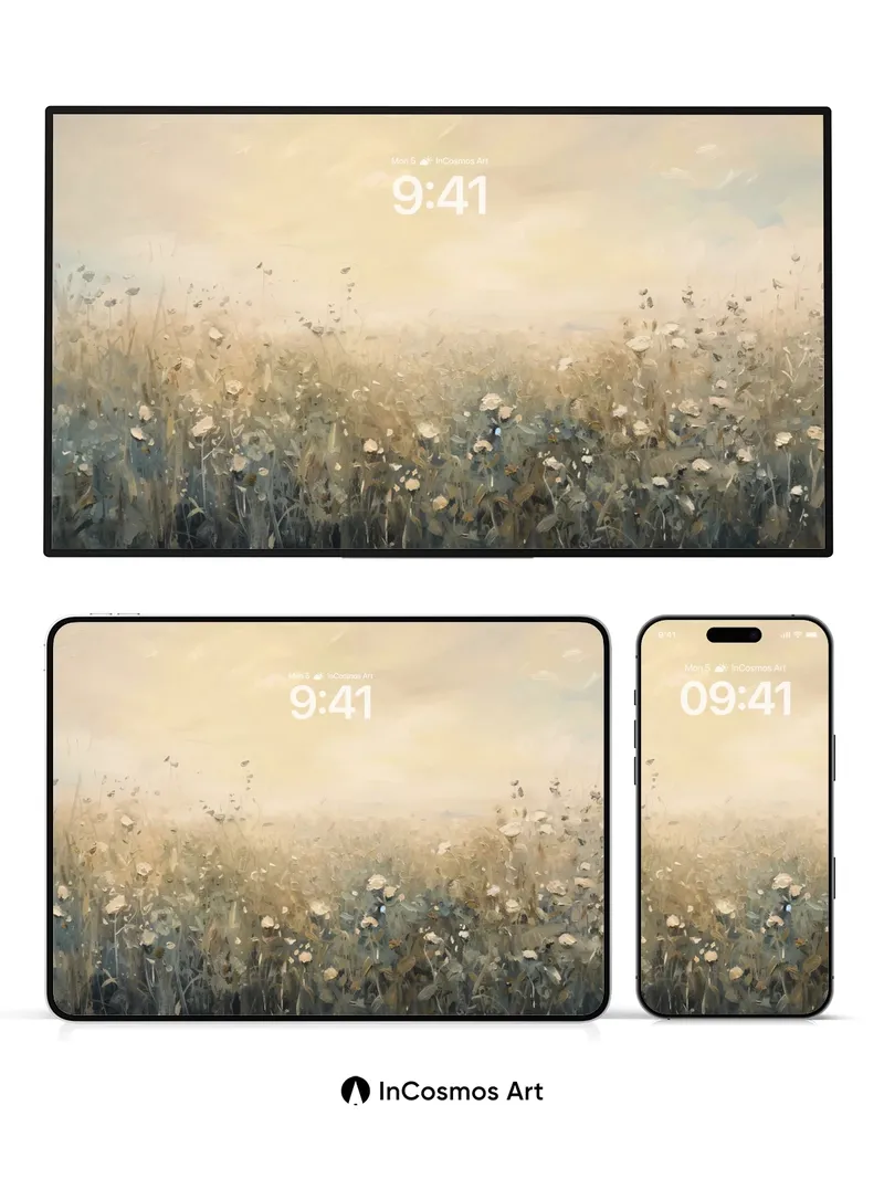 Golden Hush Wallpaper with Whispering Wildflowers