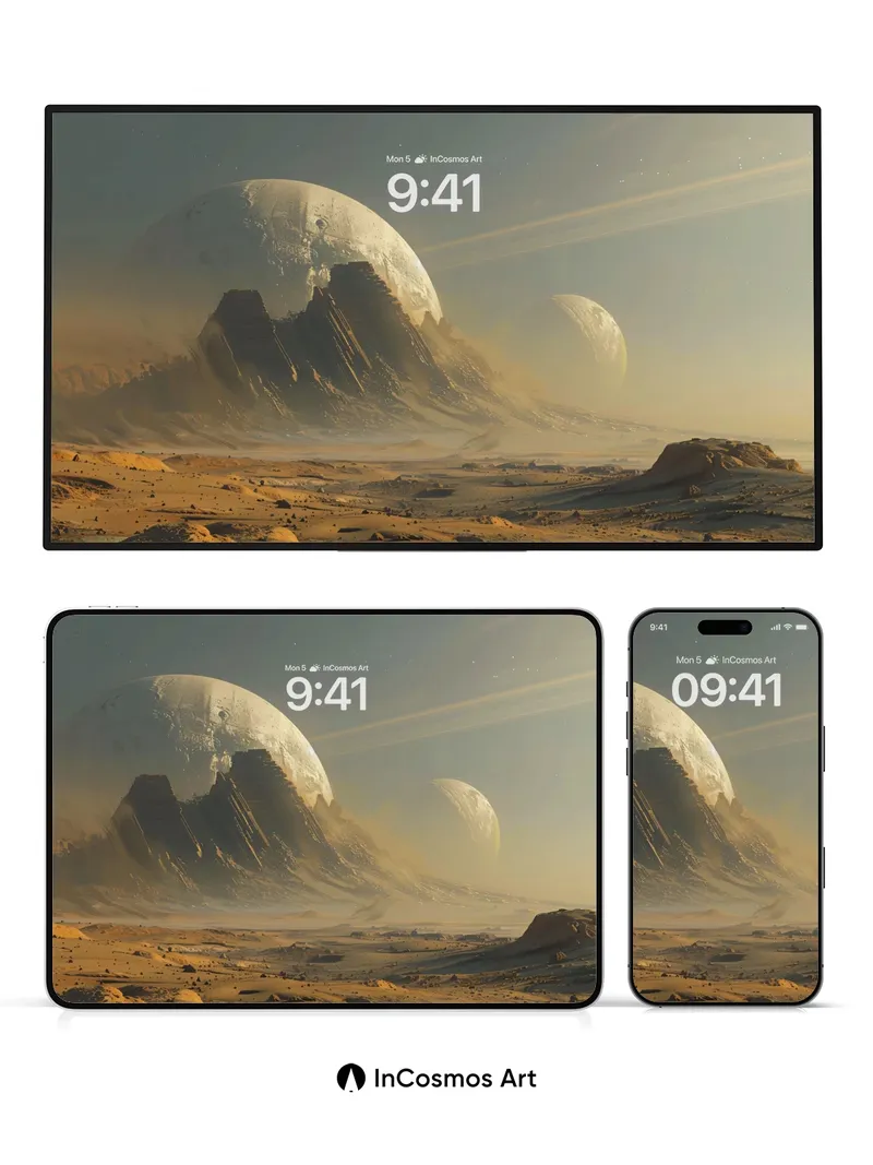 Desert Mirage Wallpaper with Celestial Echoes