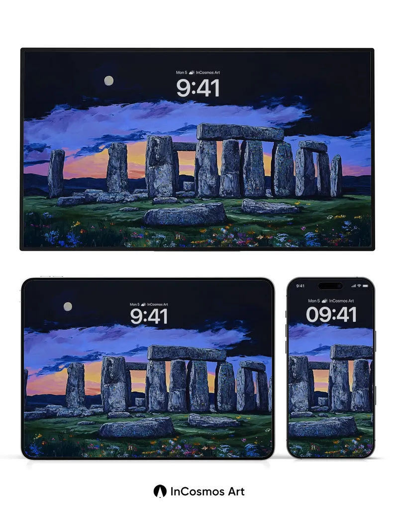 Moonlit Stonehenge Wallpaper with Celestial Glow
