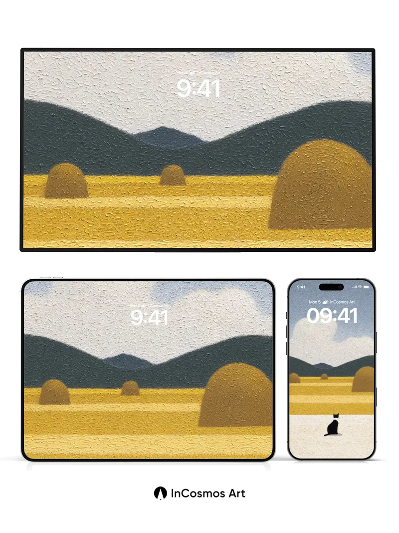 Serenity Field Wallpaper with Haystack Hush