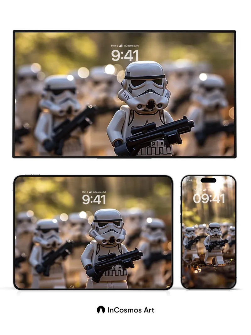 Forest Echoes Wallpaper with Stormtrooper Silhouettes