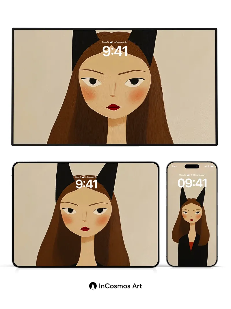 Quiet Cat-Ear Wallpaper with Velvet Shadows