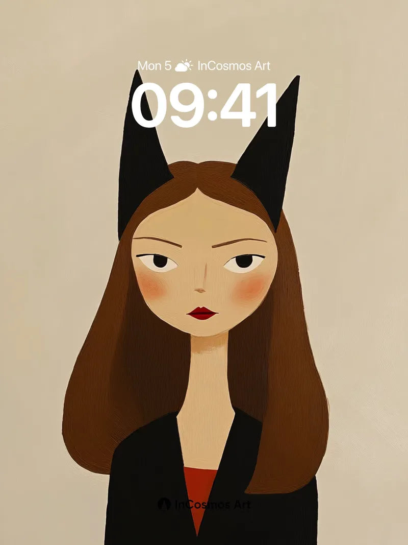 Quiet Cat-Ear Wallpaper with Velvet Shadows