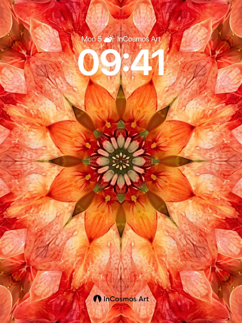 Fiery Mandala Wallpaper with Floral Symmetry wallpaper for iPhone, iPad & Mac