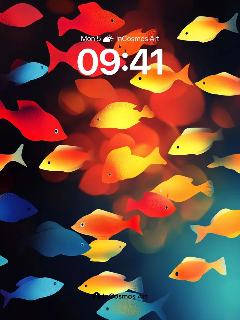 Luminous Swarm Wallpaper with Floating Color Fields