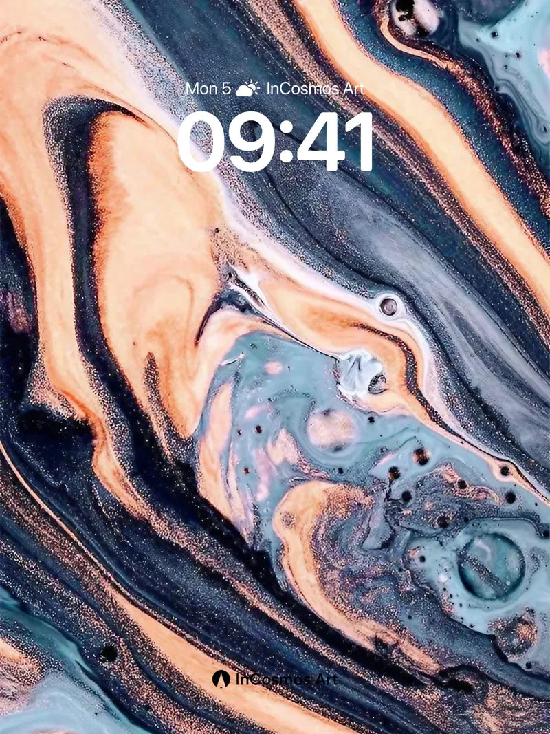 Cosmic Drift Wallpaper with Liquid Marble Veins