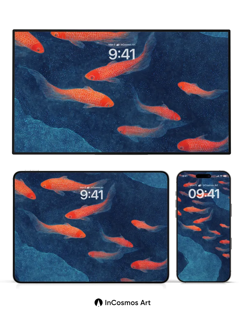 Crimson Drift Wallpaper with Aquatic Breath