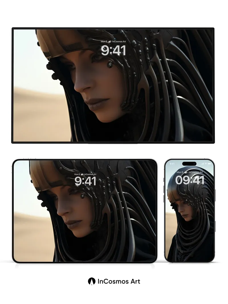 Futurist Veil Wallpaper with Living Metal Strands