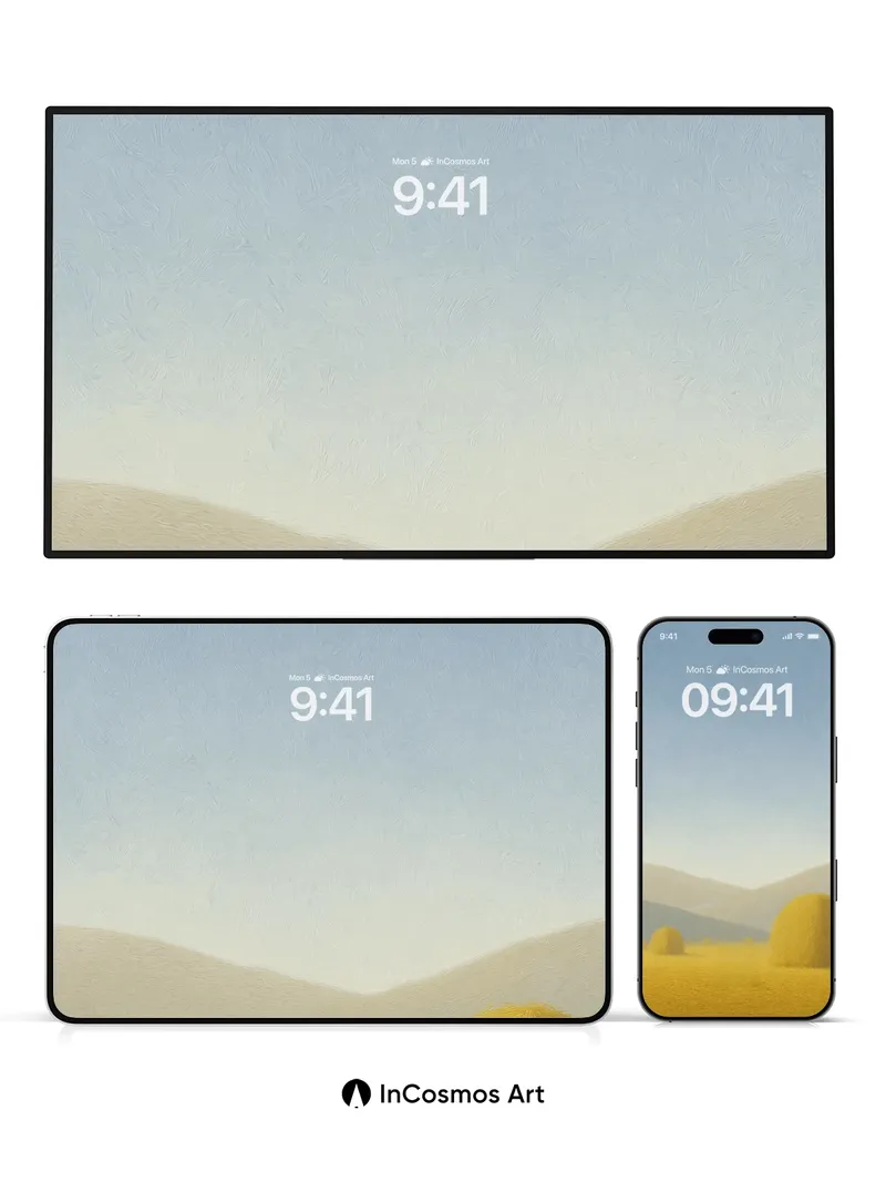 Golden Hush Wallpaper with Distant Hills