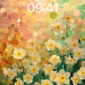 Sunlit Daffodil Field Wallpaper with Floating Light Circles wallpaper for iPhone, iPad & Mac