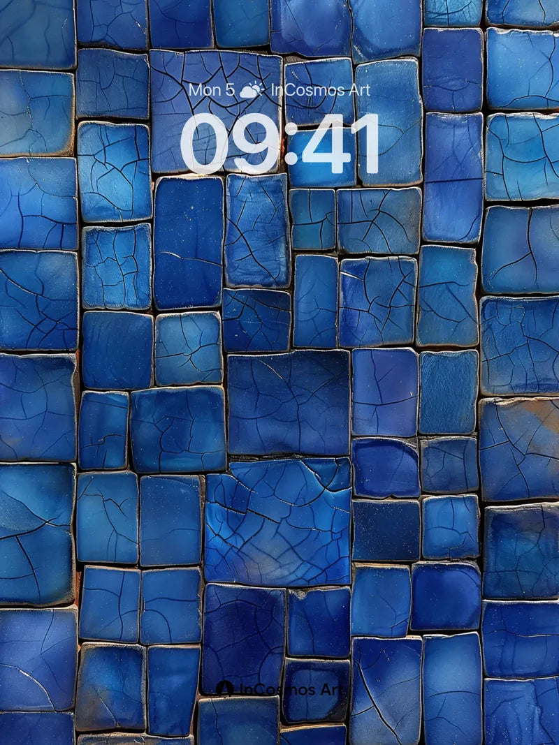 Cobalt Crackle Wallpaper with Ancient Glaze wallpaper for iPhone, iPad & Mac