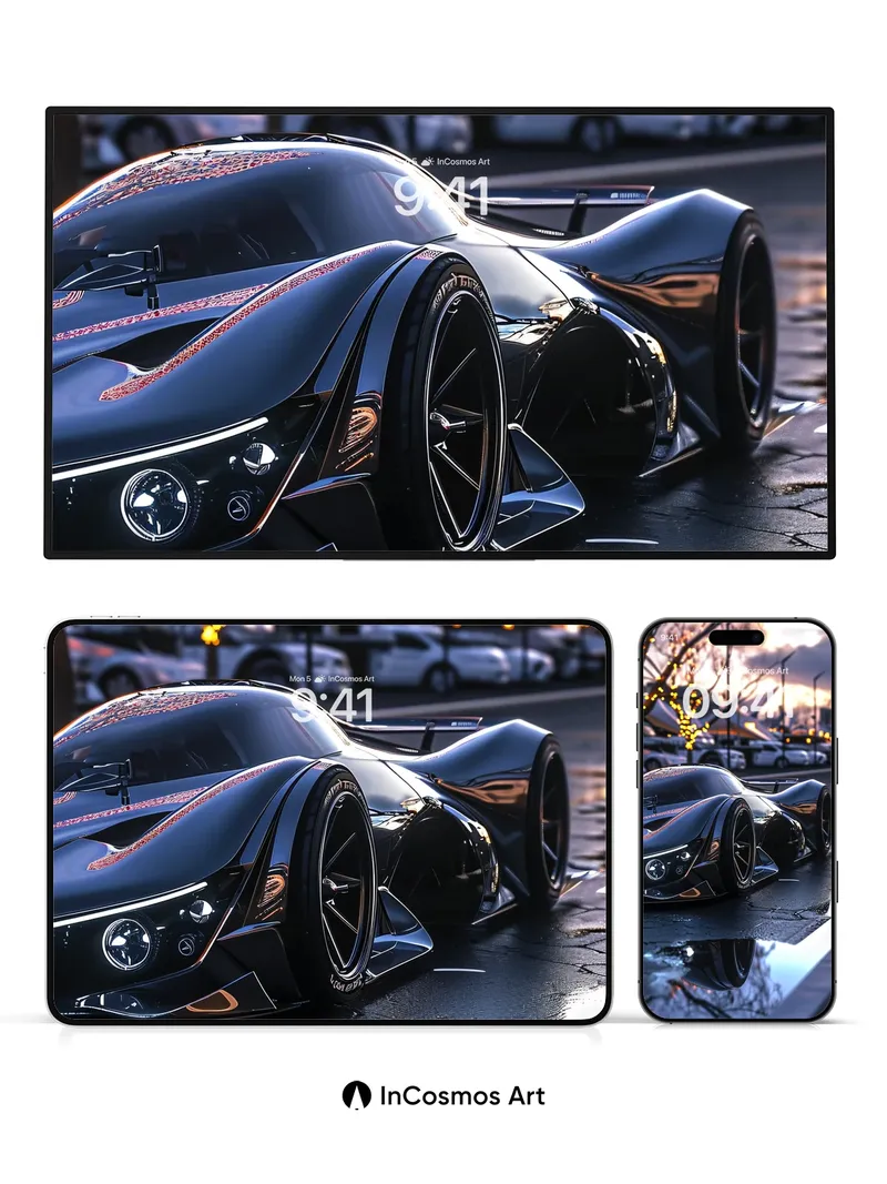 Neon Noir Wallpaper with Liquid Reflections