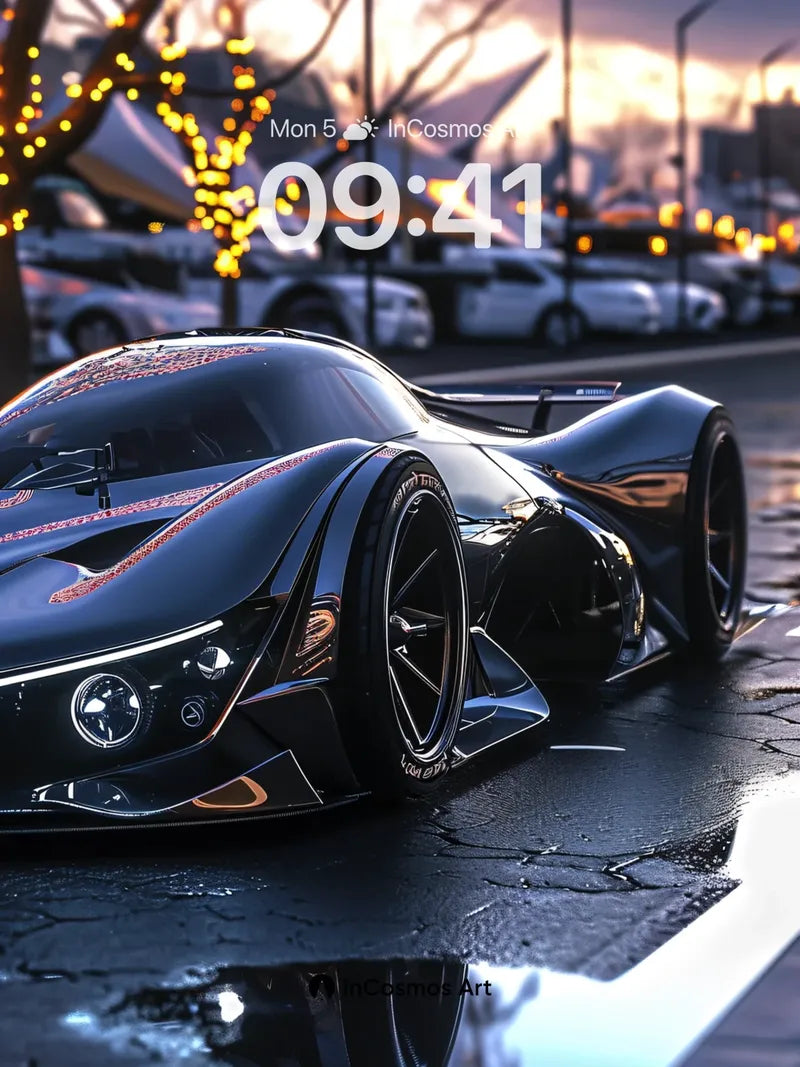 Neon Noir Wallpaper with Liquid Reflections