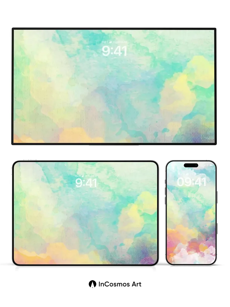 Chroma Drift Wallpaper with Ethereal Clouds