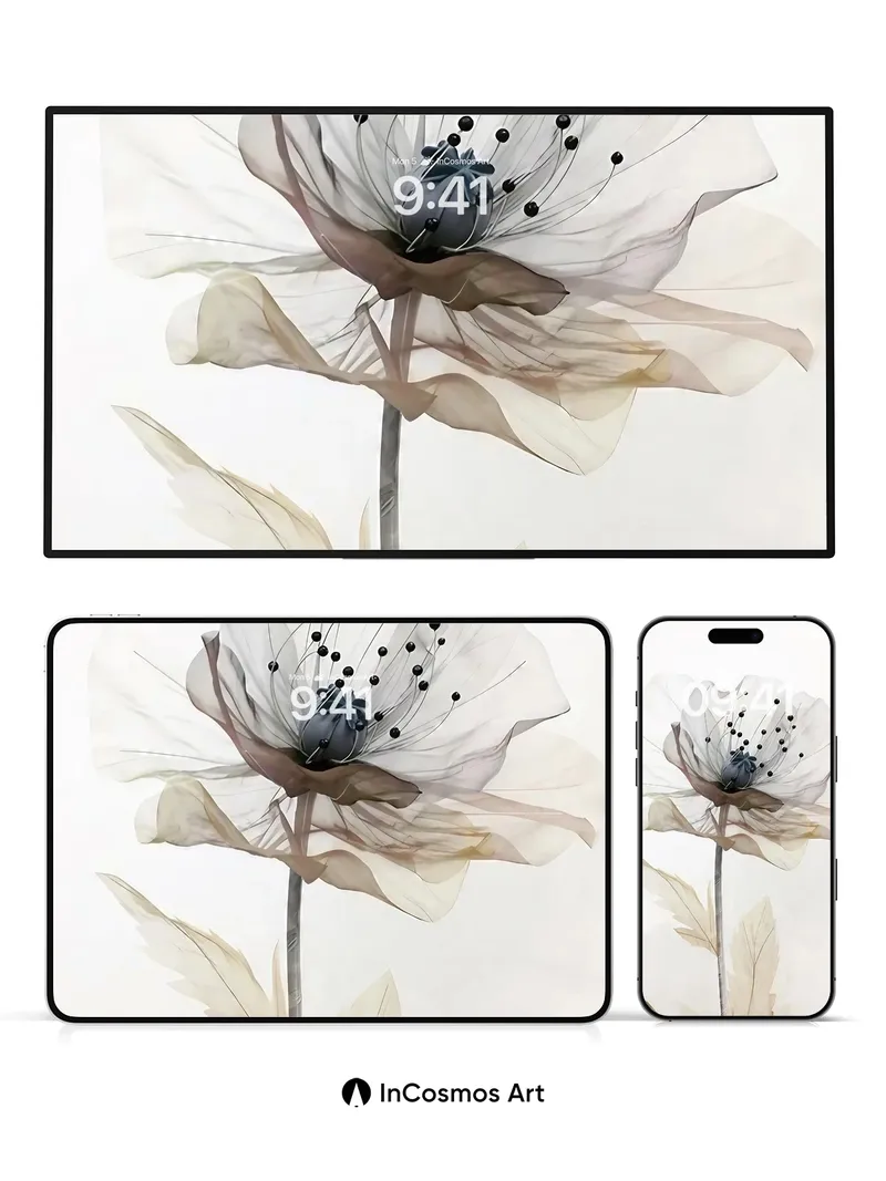 Ethereal Bloom Wallpaper with Ghost Petals