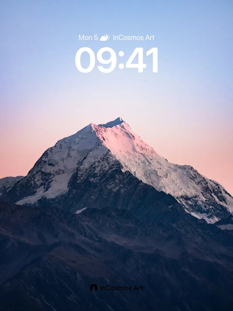 Crimson Alpenglow Wallpaper with Frozen Peaks