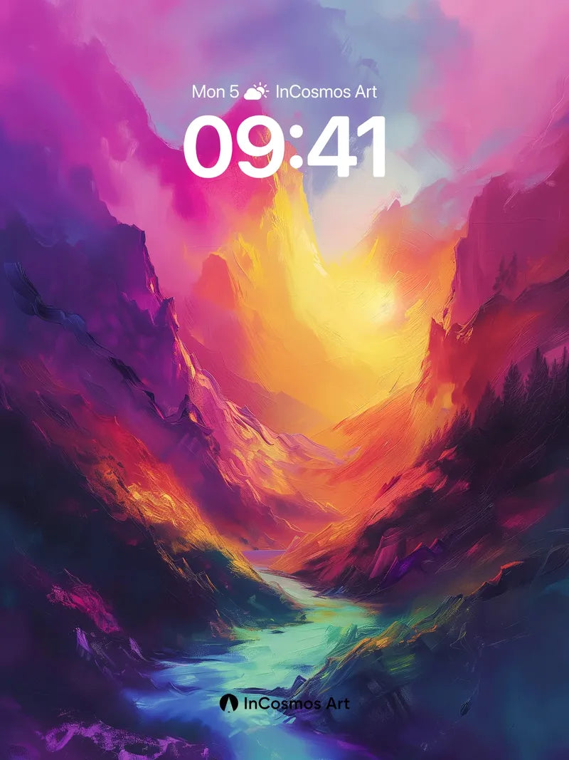 Luminous Canyon Wallpaper with Celestial Fire