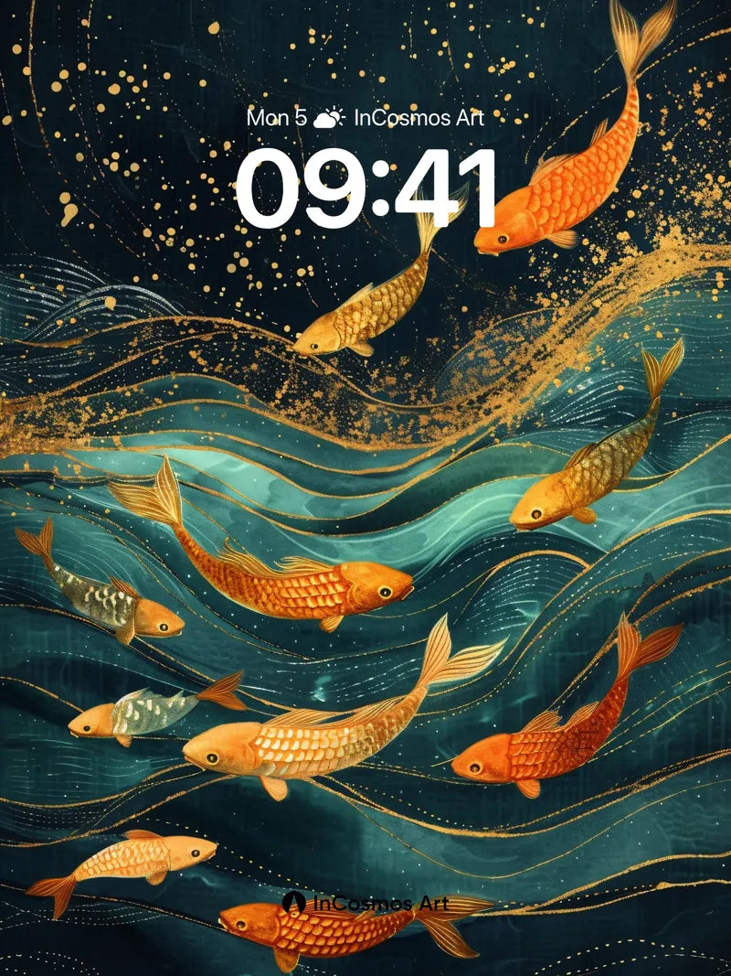 Golden Current Wallpaper with Koi Dreams wallpaper for iPhone, iPad & Mac