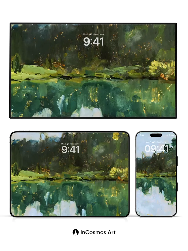 Serenity Reflection Wallpaper with Monet Touch