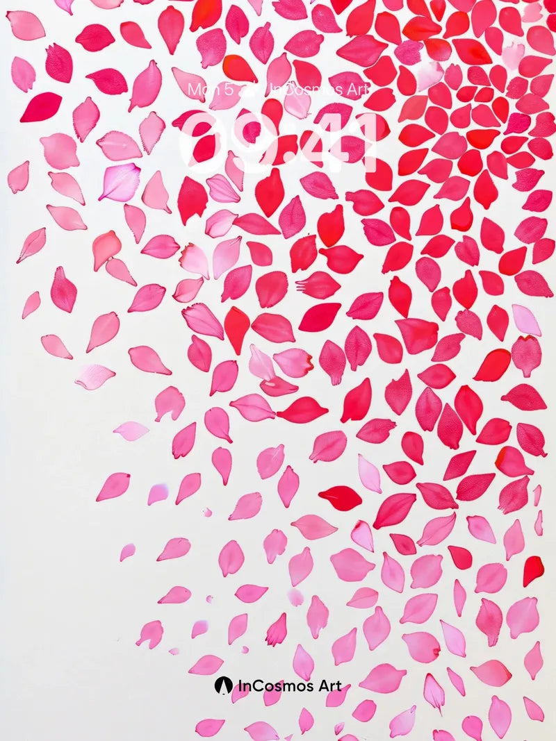 Whispering Petal Cascade Wallpaper with Floating Light