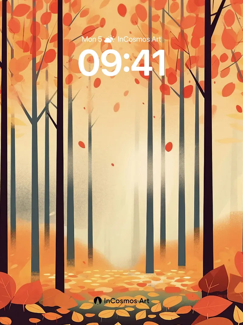 Autumn Hush Wallpaper with Falling Leaves
