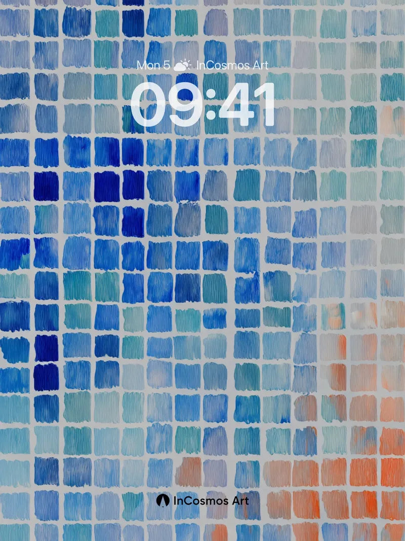 Serene Blue Grid Wallpaper with Gradient Depth wallpaper for iPhone, iPad & Mac