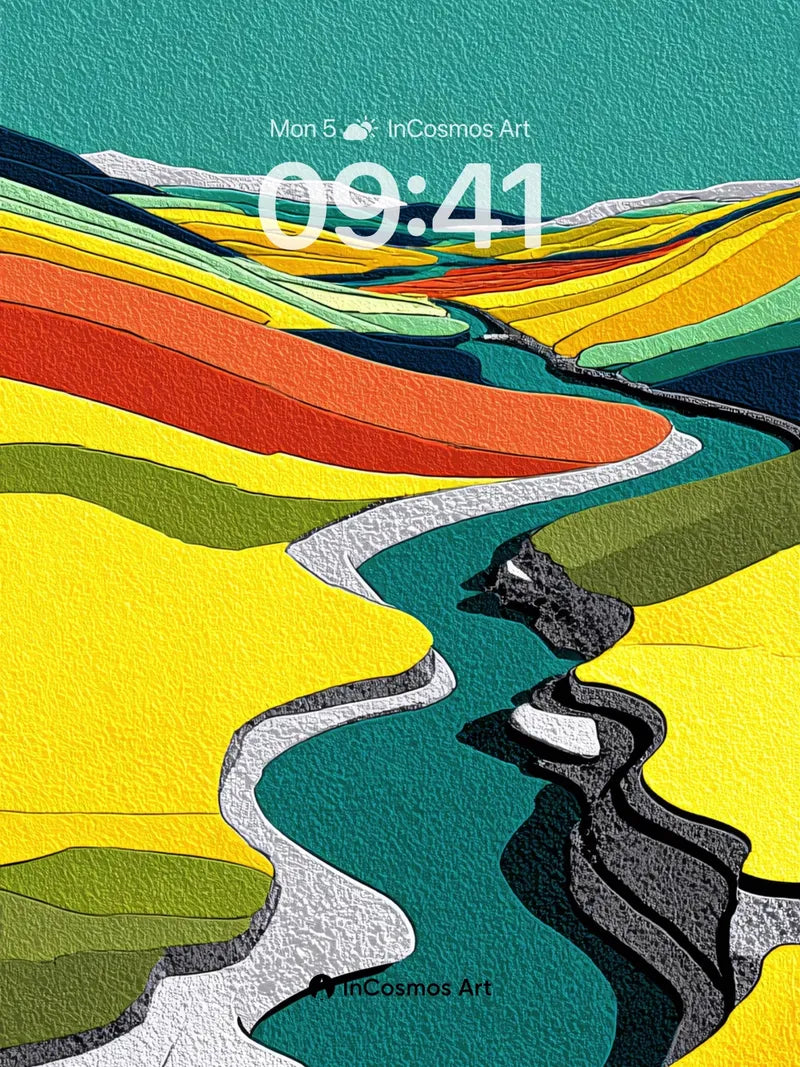 Serpentine Colorfield Wallpaper with Textured Light