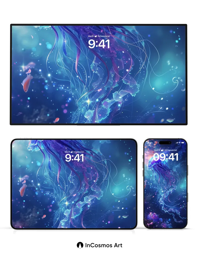 Luminous Abyss Wallpaper with Bioluminescent Drift