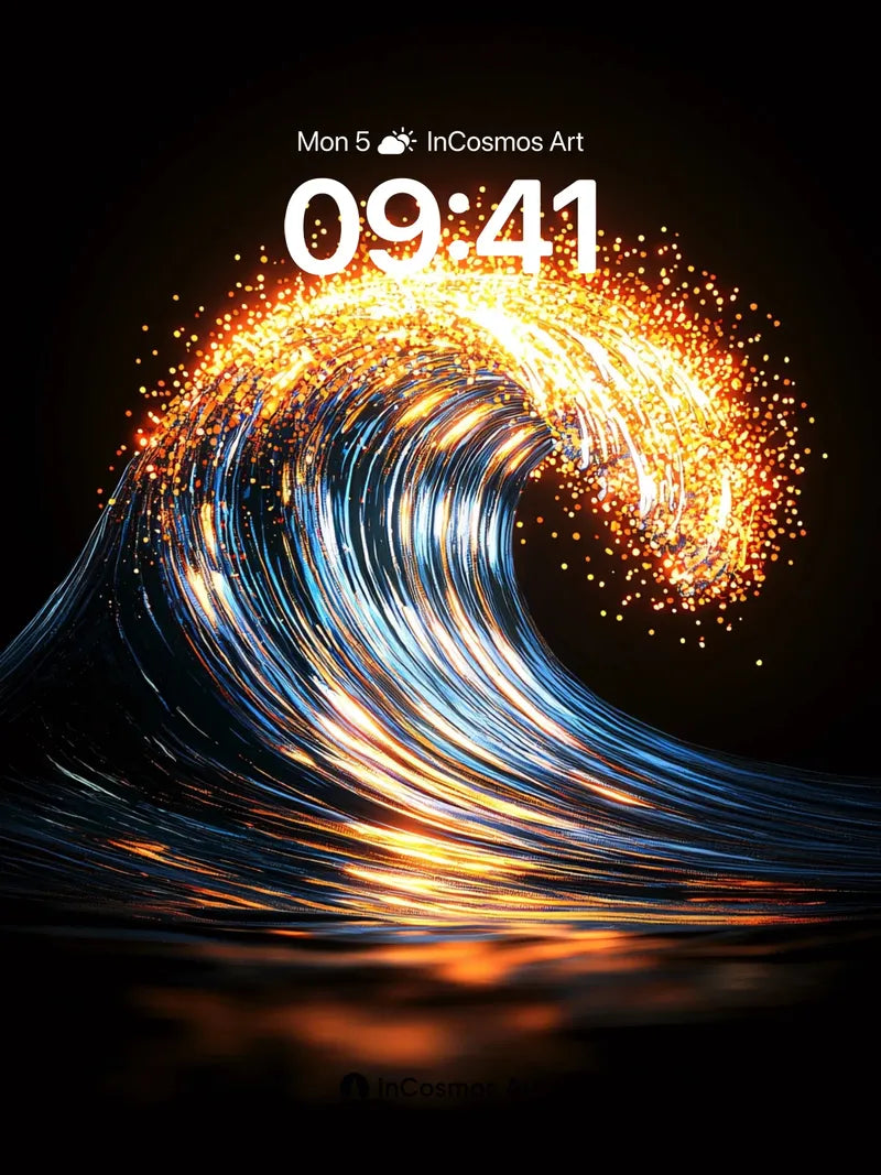 Luminous Wave Wallpaper with Sparkling Crest