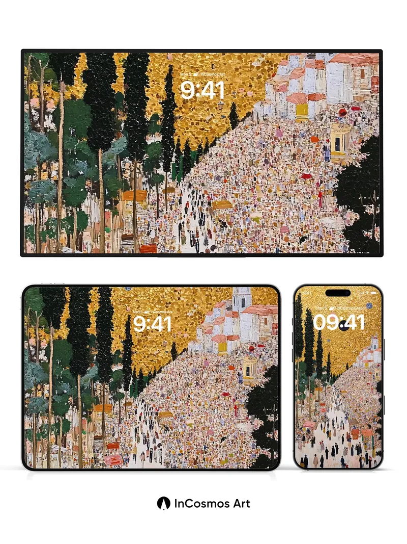 Golden Hive Wallpaper with Celestial Drift