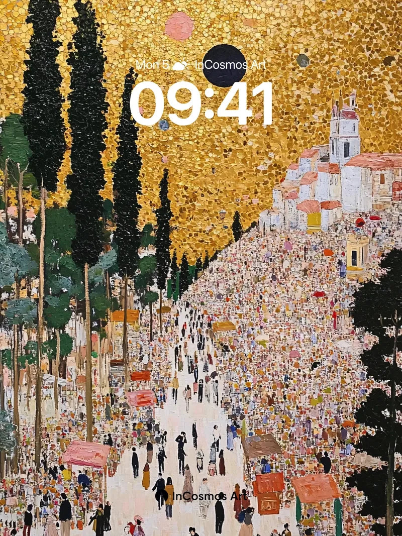 Golden Hive Wallpaper with Celestial Drift