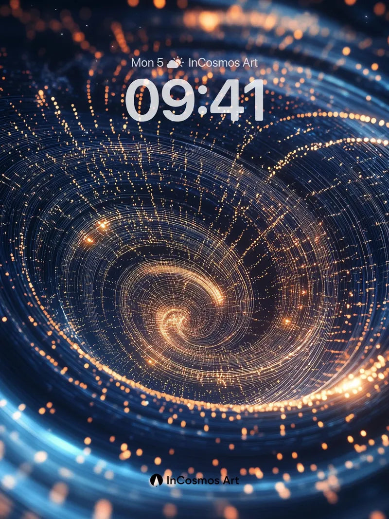 Cosmic Spiral Wallpaper with Golden Threads