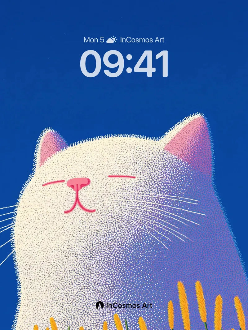 Serene Fluff Wallpaper with Golden Grass Whispers